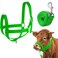 Hillban Cow Halter Cattle Halters Adjustable Calf Halter with Leading Rope for Miniature Horse Donkey Goat Foal Nylon Cattle Halters Training Supplies (Green,Medium)
