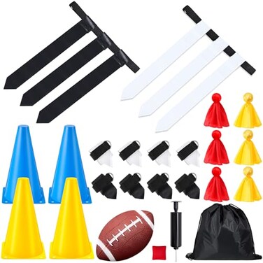 Wettarn Flag Football Set with Football 10 Player Adjustable Flag Football Belts Set for Kids Youth Adult(Black and White)