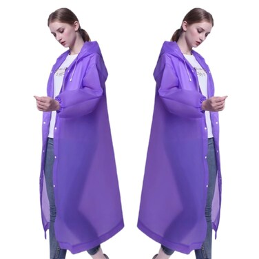 YUNLOVXEE Rain Poncho Raincoats for Adult Reusable - 2-5 Pack EVA Waterproof Rain Coat with Hood, Rain Gear for Men Women (Purple x2)