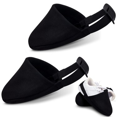 Zhanmai Bowling Shoe Slider 2 Pack Bowling Shoe Cover with Elastic Band Adjustable Bowling Accessories for Men Women Bowler Playing Ball Dancing, L (Black)