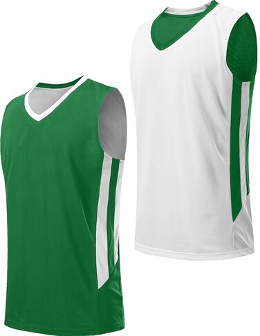 Youth Boys Reversible Mesh Performance Athletic Basketball Jerseys Blank Team Uniforms for Sports Scrimmage (Green/White, Youth Large)