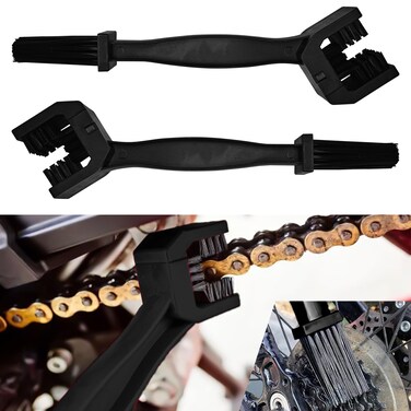 Msyuusr 2Pcs Motorcycle Chain Brush, Bike Chain Cleaner Motorcycle Accessories, Motorcycle and Bicycle Chain Gear Dirt Cleaning Brush, Motorcycle orcycle Chain Cleaning Kit (2 Black)