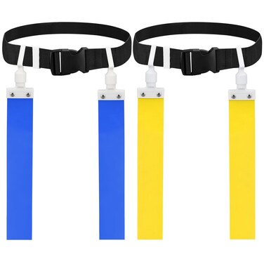 DkOvn Flag Football Belt, 2/4/10/14pcs Adjustable Flag Football Belt with Belt and Flags, for Kids, Youths, Adults(2pcs, 1 Blue+1 Yellow)