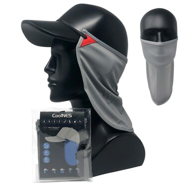 CoolNES - UV Sun Protection Neck Drape Adjustable Multifunctional 2 in 1 Face Covering for Outdoor Fishing - Unisex LightGray