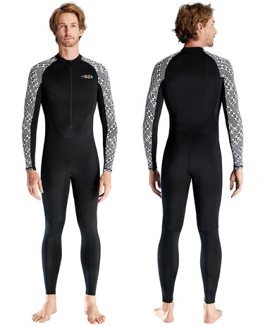 Skyone Dive Skins Swimsuit Full Body Rash Guard for Men Women, Thin Wet Suit Scuba Skin UV Protection Long Sleeve, One Piece Quick Dry Wetsuits Diving Skin for Snorkeling (Black Men, X-Large)