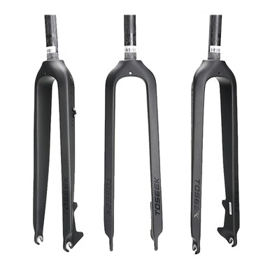 BestParts Toseek MTB Front Fork 1-1/8" Full Carbon Fiber Rigid Disc Brake 3K T800, Threadless Straight Tube Superlight Mountain Bike Forks 28.6mm, 29