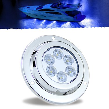 Besramtic Underwater Boat Lights LED Marine Transom Light Waterproof Stainless Steel 10-30 Volts (Blue)