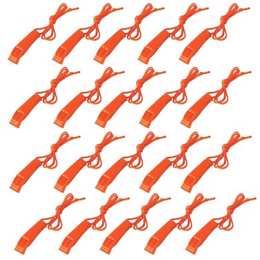 AUGSUN 20 Pcs Safety Whistle Marine Whistle Plastic Whistles with Lanyard for Emergency