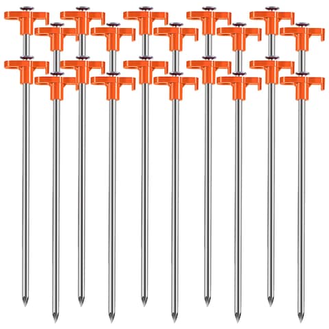 Tiomues Tent Stakes, 20PCS Heavy Metal Tent Pegs, Professional Camping Tools for Outdoor Trips, Suitable for Strong Winds and Various Ground Tent Pegs, Designed for Camping (20, Red)