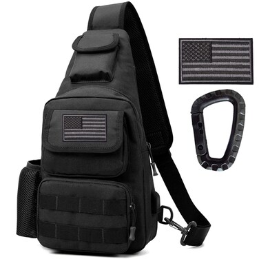 Novemkada Tactical Shoulder Bag - 1000D Molle Military Backpack Outdoor Daypack Chest Pack (Black)