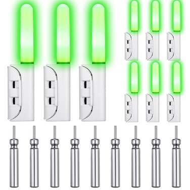Retisee 9 Pcs 2.5 Inch Fishing Glow Sticks LED Fishing Pole Light Night Fishing Strike Alert Glow Stick Bite Alarm Night Fishing Rod Waterproof Luminous Rod (Green,Classic Style)