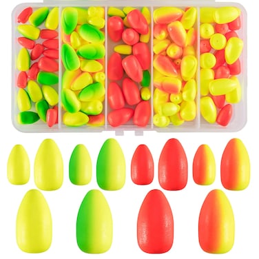 Dr.Fish Fishing Rig Floats Kit Pompano Rig Surf Fishing Floats Walleye Crawler Harness Lure Making Supplies Bullet Shape Oval Foam Bobbers 120 Pieces Oval