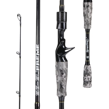 Sougayilang Fishing Rod - Medium 2Pc Graphite Composite Blank Spinning &amp; Casting Rod, Camouflage EVA Grip, Smooth Transition Fishing Pole-Grey-5'10''-Casting