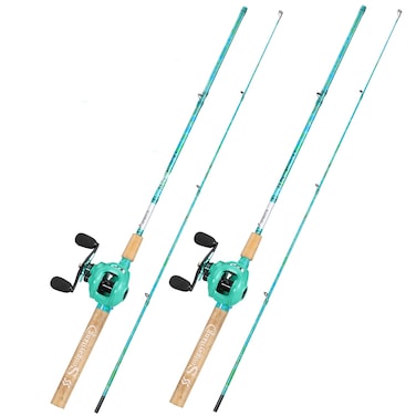 Sougayilang Fishing Rod Combo, 2-Piece 5-Foot 6-Inch Graphite &amp; Fiberglass Rod, Durable and Strong, Quickset Anti-Reverse Fishing Reel-Left Handed(2Pack)