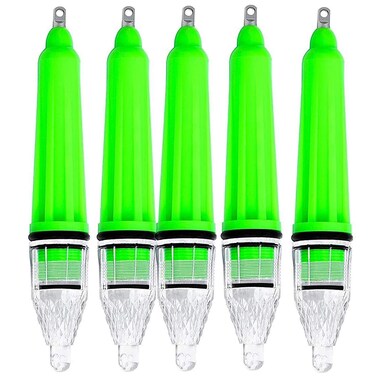 5pcs Fishing LED Underwater Light Super Waterproof Flashing Night Lamp Deep Drop Attractive Light Attracting Bait Lure 6.7inch(White)