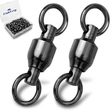 FishTrip Ball Bearing Fishing Swivels 30pcs 0#-10# Barrel Swivels Fishing Tackle with Stainless Steel Solid Welding Ring for Saltwater Freshwater High Strength (Size 1)