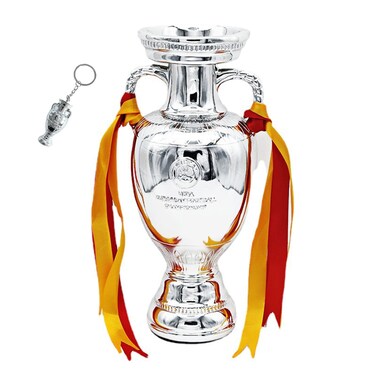 LNGODEHO 5 Different Sizes Football Championship Tophy, 2024 European Replica Football Delaunay Cup, Resin Soccer Award Sport Fans Souvenir (26cm/10.2 inches)