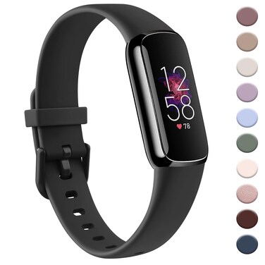 AK Sport Band Compatible with Fitbit Luxe Bands for Women Men, Soft Silicone Replacement Sport Straps Wristbands for Fitbit Luxe Fitness and Wellness Tracker (Small,Black)