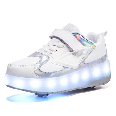 Ylllu New Upgraded - Kids Shoes Wheelies Shoes Roller Sneakers Color Changing LED Roller Shoes USB Rechargealbe Roller Skate Shoes with Wheel Light up Roller Shoes Gift for Girls Boys Children