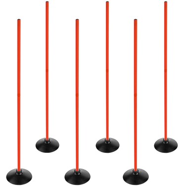 ASENVER Orange Soccer Agility Poles Set Detachable Sports Trainning Speed Pole Slalom Poles with Rubber Base Sport Traning Equipment (4.9 FT, Pack of 6)