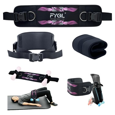 FYGL Hip-Thrust-Belt, Compatible with Dumbbells, Kettlebells, Plates &amp; Machines, Foldable for Home and Gym as Dip &amp; Pull-Up Belt, Versatile Fitness Equipment, Pink