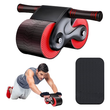 Automatic Rebound Abdominal Wheel Kit - Ab Roller Workout Equipment, Exercise Equipment for &amp; Core Strength Training, Home Gym Fitness Machine with Knee Pad Accessories Men Women