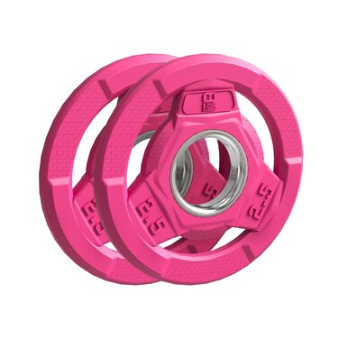 FAGUS H Color Coded Weight Plate 2-Inch Rubber Coated Olympic Grip Plate for Barbell,Solid Cast Iron Weight Plates for Strength Training,Weightlifting,Crossfit,Home Gym,2.5LB Pair