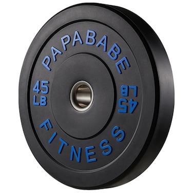 PAPABABE Strength Training Bumper Plates 45lb Olympic Weight Plates Rubber Bumper Plates with Steel Insert Home Gym Workout Weights Plates 2 Inch Barbell Weights For General Fitness