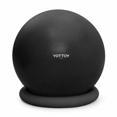 YOTTOY Exercise Ball Chair with Base,Yoga Ball Chair for Home Office Desk, Stability Ball &amp; Fitness Ball Seat with Pump (Pink, 23-26ines(58-65cm))