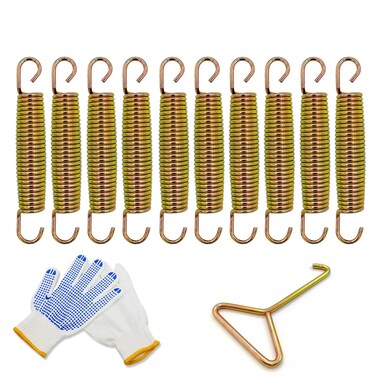 Abiphop Trampoline Springs 5.5/6.5/7 inch 10 Pack Heavy Duty Replacement Trampoline Springs Thickened 3.2MM Wire Weather Resistant with Metal Spring Tool and Non-Slip Gloves (10 Pack 6.5IN)