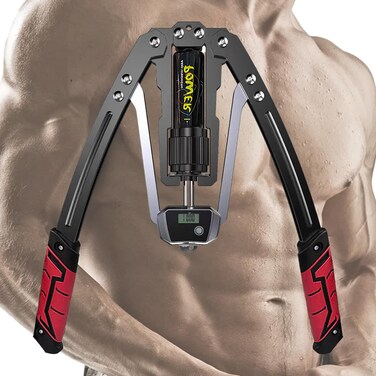 Chest Expander Arm Exercise Equipment,New Hydraulic Power Twister Spin Button 10 Gears Adjustable 22-440lbs,Thickened Carbon Steel, Handle Wear-Resistant Non-Slip PU Soft Rubber (red)