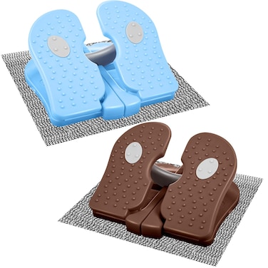 Silipull 2 Pcs Mini Foot Pedal Exerciser Foldable Stepper Foot Pedal Leg Exerciser While Sitting Under Desk Stepper Foot Exercise Machine Trainer for Office Home Muscles Varicose Veins (Blue, Coffee)