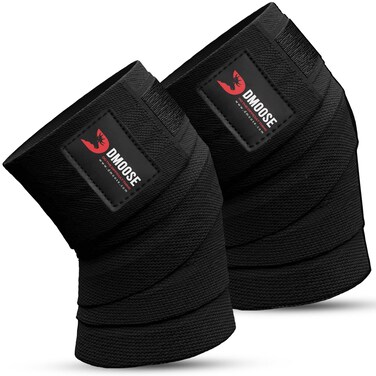 DMoose Knee Wraps for Weightlifting - 78" Length Heavy Duty Knee Straps Pair - Avoid Knee Injury - Provides Joint Stability I Cross Training &amp; WODs I Compression &amp; Elastic Support