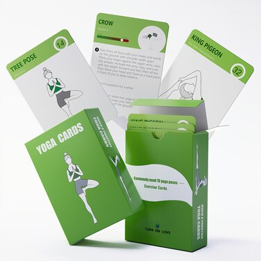 TurnOnLove Yoga Exercise Cards-Yoga Poses Poster Workout Cards for Women, Yoga Stuff Set of 70 Flash Cards for Home &amp; Gym