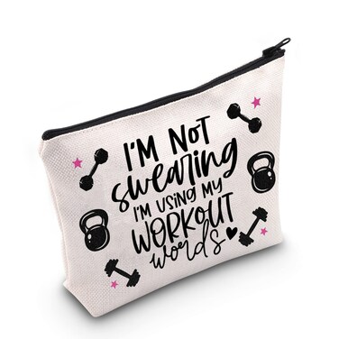TSOTMO Fitness Gift Fitness Instructor Gift Workout Zipper Pouch For Fitness Lovers Bodybuilder Gym Workout Gift Fitness Trainer Appreciation Gift (Workout Words)