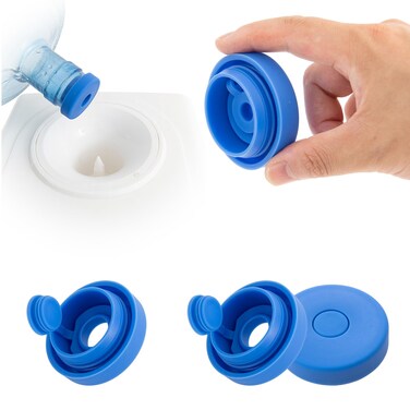 (5 PACK) YEPfomi Reusable 5 Gallon Water Jug Caps, Food Grade Silicone Replacement Bucket Lid for 2/3/4/5 Gallon Bottle 55mm Standard Tops Water Bottle and Water Dispenser