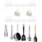 HOMEBROS Kitchen Utensil Rack Wall Mount, White Adhesive Kitchen Utensil Hanger No Drilling Kitchen Utensil Holder Space Saving Kitchen Wall Hooks for Kitchen Bathroom Camper 2 Pcs