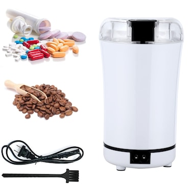 Multifunctional Electric Pill Crusher Grinder- Grind The Medicine and Vitamin or Coffee Beans Tablets of Different Sizes into Fine Powder-Grinder for Feeding Tubes, Children or Pets (White)