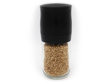 Glass Sesame Seed Grinder, Durable Sesame Mill, (Capacity: About 1oz of Sesame Seeds) Made in Japan (Black)