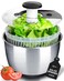 Stainless Steel Pump Salad Spinner Large - Easy Compact Kitchen Tool - Stainless Steel Bowl, Drain &amp; Colander - Lettuce Spinner, Vegetable Dryer, Fruit Washer, Pasta &amp; Fries Produce Strainer - 6.33 Qt