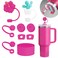 Stanley Cup Accessories Set Including 6 Pcs Silicone Spill Proof Stopper, 2 Pcs Straw Cover Cap for 9-10 mm Straws, 1 Pcs Silicone Boot for Stanley Cup Stanley 40oz &amp; 30oz Tumbler (Passion Pink)
