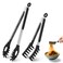 2 PCS Pasta Tong Spaghetti Tongs, 9-Inch &amp; 12-Inch Pasta Server Utensil Pasta Tong Silicone Pasta Tongs With Teeth Silicone Tongs for Serving Food, Spaghetti Noodle, Pasta (Black)