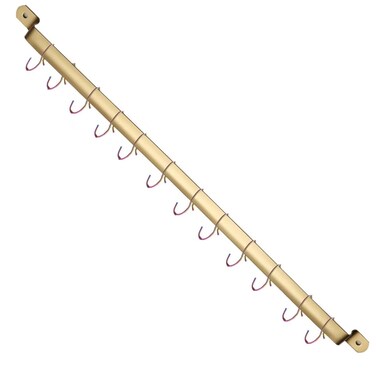 Kyraton Kitchen Utensil Rack, Kitchen Rack With Gold Titanium Plating,Rail Rack Organizer for Hanging Knives,Wall Mounted Gourmet Kitchen Rail with 14 Hooks