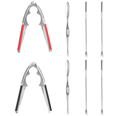 Nut Crackers for All Nuts Nutcracker Pecan Walnut Nut Crackers with 2 Picks Heavy Duty Shell Seafood Lobster Crab Cracker Tool with 6PCS Forks