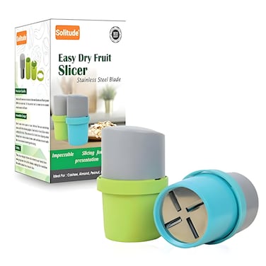 Solitude Dry Fruit Cutter, Slicer, Grinder, Chocolate Cutter And Butter Slicer With 3 In 1 Blade For Almonds, Cashews Etc. (Stainless Steel, Abs Plastic) Standard Green