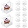 VGOODALL 12PCS Clear Cupcake Containers, Individual Cupcake Boxes with White Insert and Ribbon Plastic Cupcake Holders 3.5" x 3.5" x 3.5&ldquo;