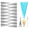 Joyeee 16 Pack Stainless Steel Cream Horn Molds Mini, With Piping Bags Reusable, Cream Icing Piping Nozzle Tip Long and Cleaning Nozzle Brush Baking Accessories Decorating Tool, 3.4 Inch