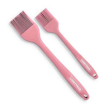 Lightyear Silicone Basting Pastry Brush Set (2 Pcs) ❘ 450&deg;F Heat Resistant Oil Brush for Your Kitchen - Ideal For BBQ&rsquo;s, Baking &amp; Cooking   100% Food Grade Silicone - BPA Free &amp; Dishwasher Safe (Pink)