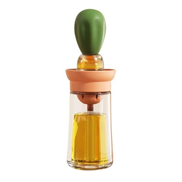 TINMIX Oil Dispenser with Brush - Glass Olive Oil Dispenser for Kitchen, 2 IN 1 Oil Dispenser Bottle with Silicone Basting Brush for Cooking Vinegar Sauce BBQ Grill Frying, T-OB21, Green