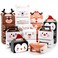 TaoBary Christmas Gift Boxes Christmas Treat Boxes Christmas Cookie Boxes for Gift Giving Santa Snowman Elk Alpaca Cardboard Gable Boxes with Handles for Xmas Holiday Party Favors Supplies(48 Pcs)